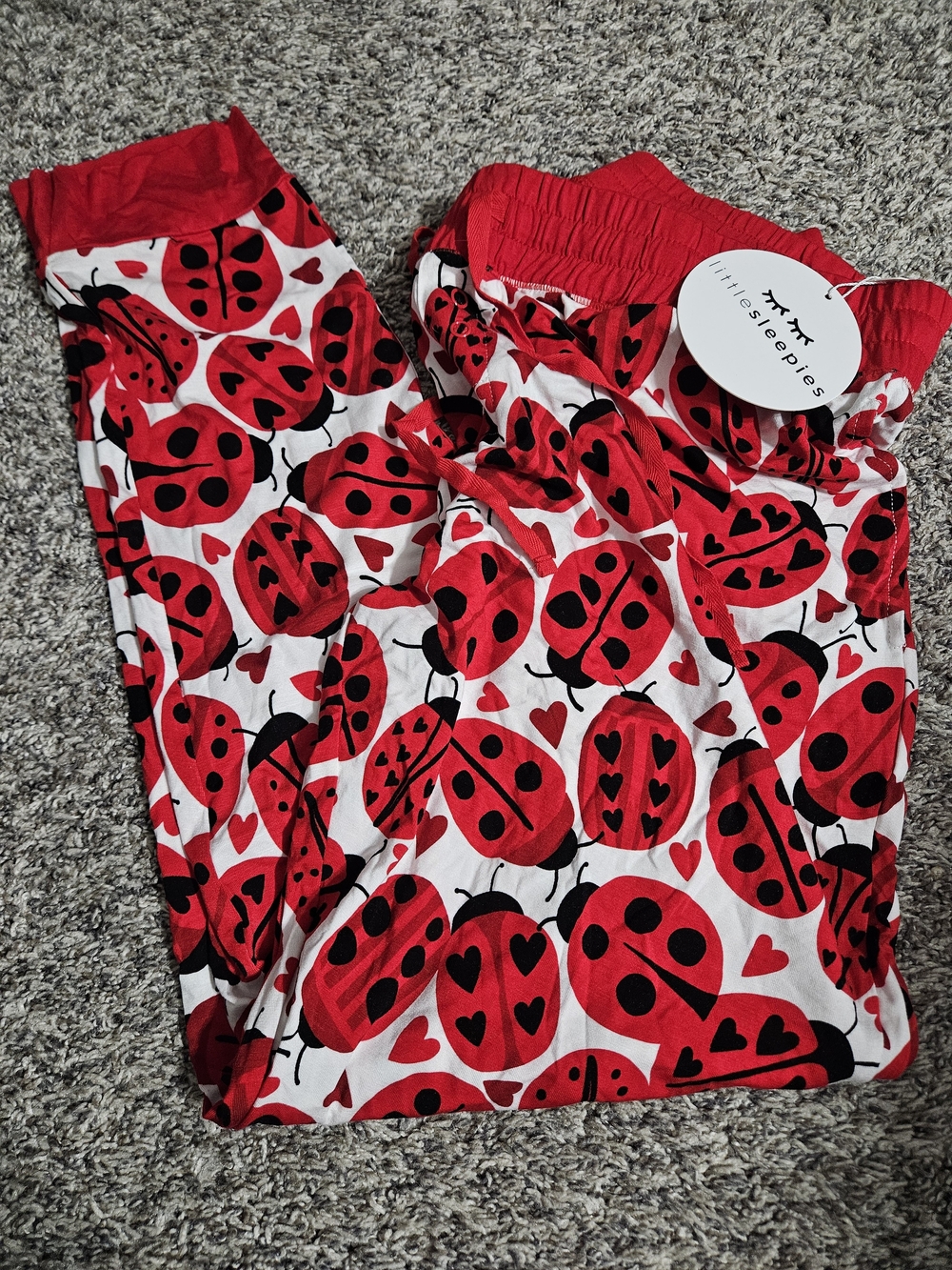 Little Sleepies Red & Black Ladybug Print Kids Pajama Bottoms